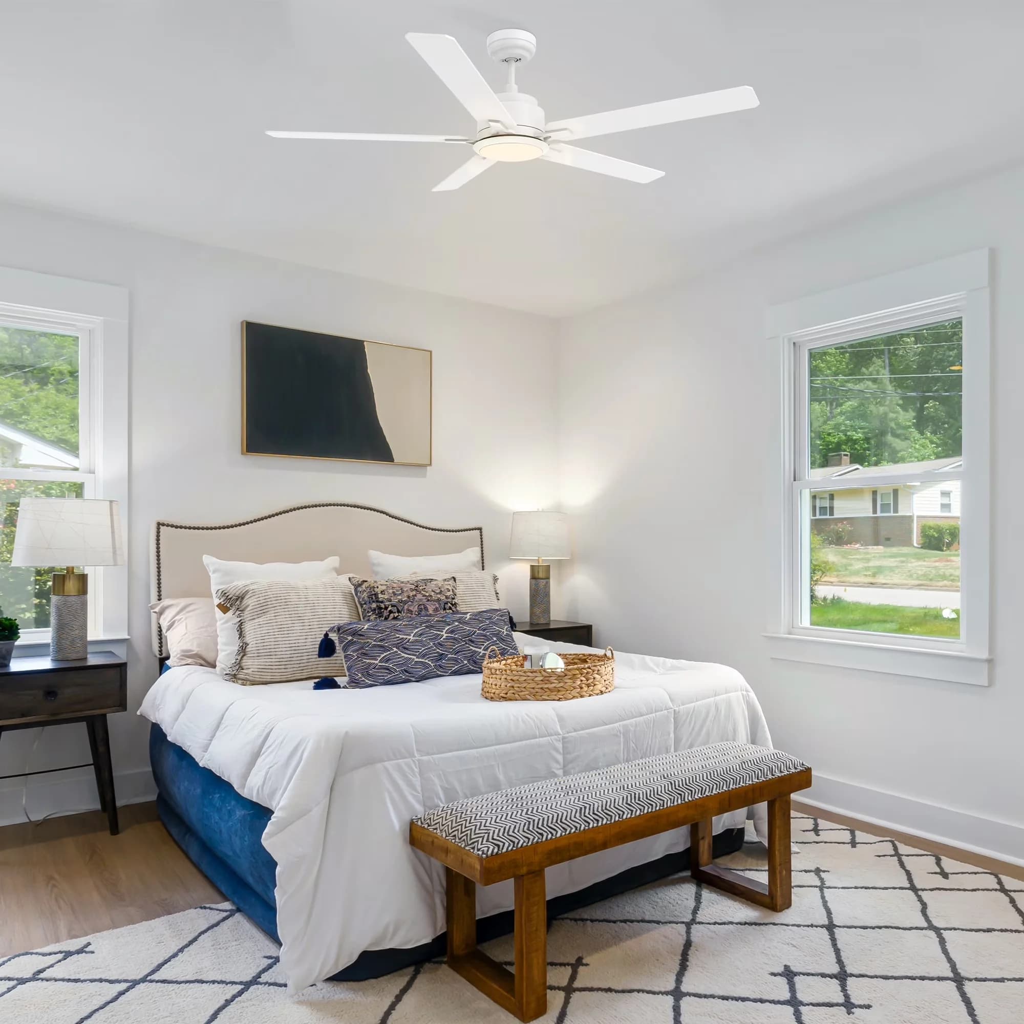 Ceiling Fan Efficient with LED, Reverse Airflow, Remote Controlled - White Model 0493CF