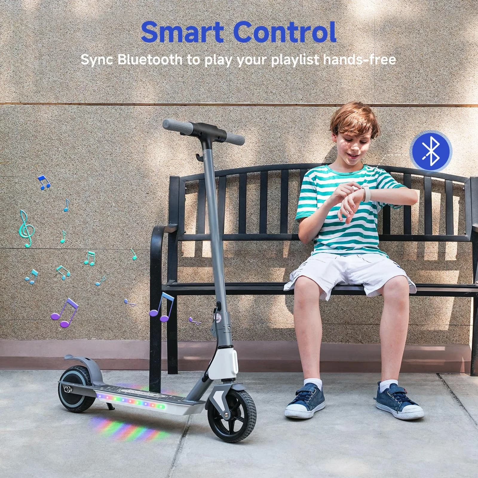 Scooter Efficient with LED, Headlights, children e-scooter with LED light - Aluminum Alloy Gray Model DD45CE