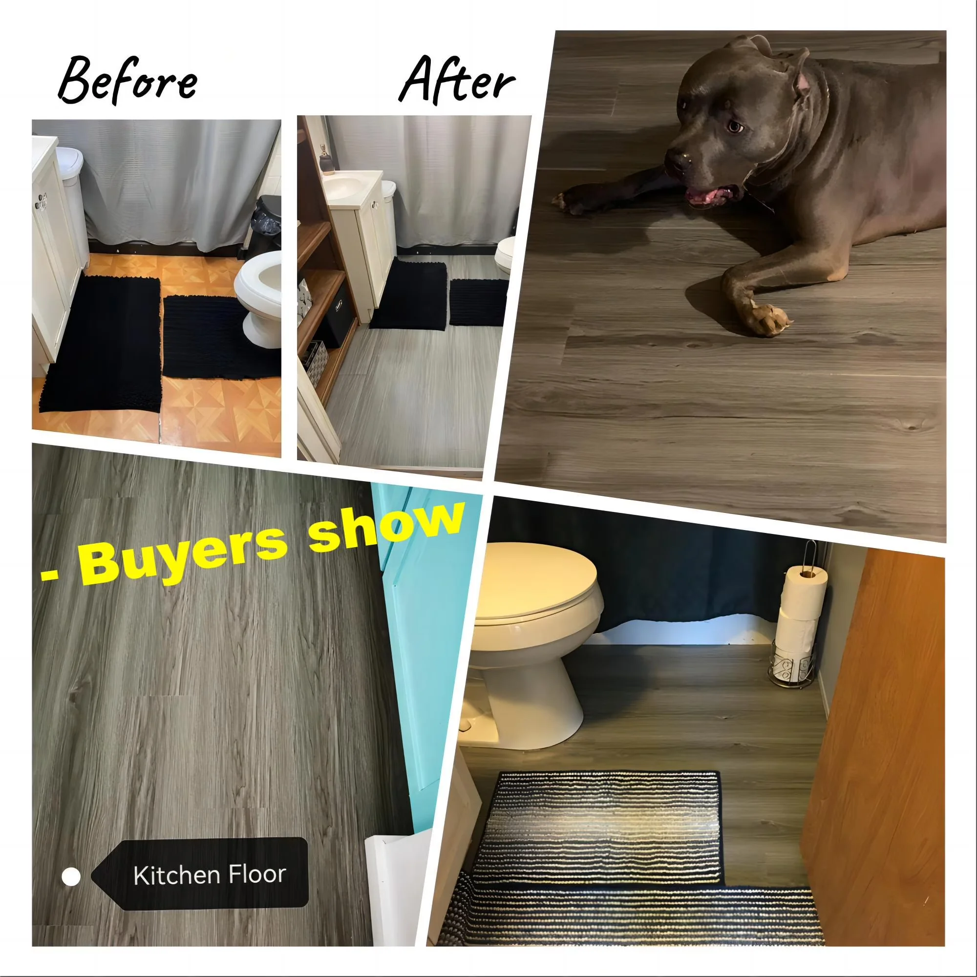 Versatile Grey Vinyl Flooring Vinyl Plank Flooring with Easy To Clean, Waterproof - Gray 36" x 6" x 0.6 mm for Living Room, Bathroom Model 4924C4