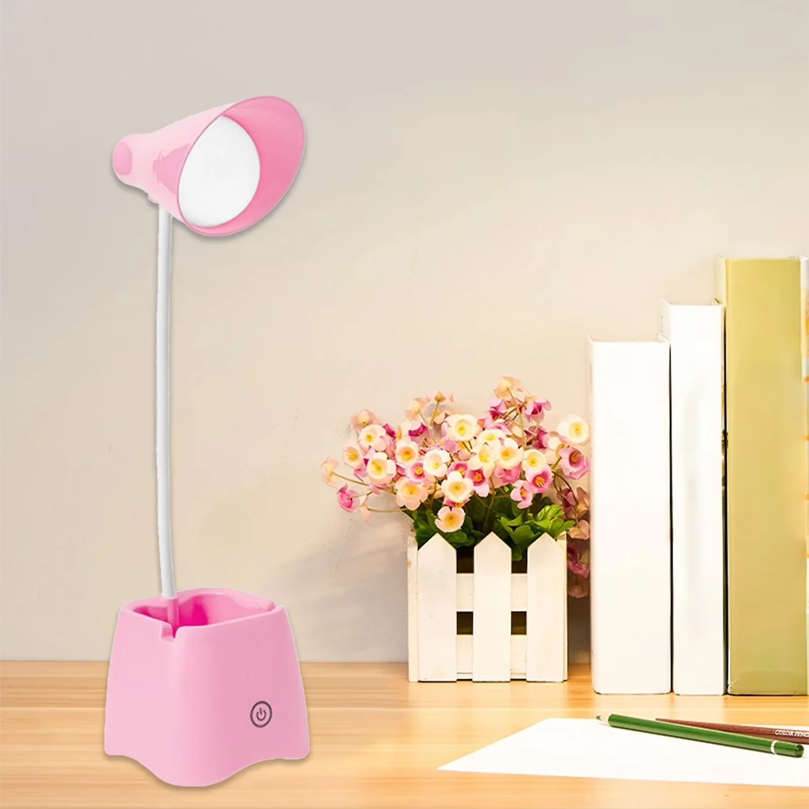 Desk Lamp Premium with LED, Battery, Dimmable - Pink 3x15 for General Purpose Model 401D03