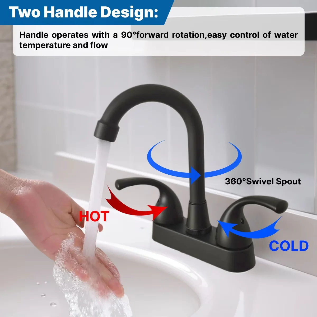 Modern Plumbing - Black Stainless Steel Pipe, Plastic Handles And Deck Plate Model 030158
