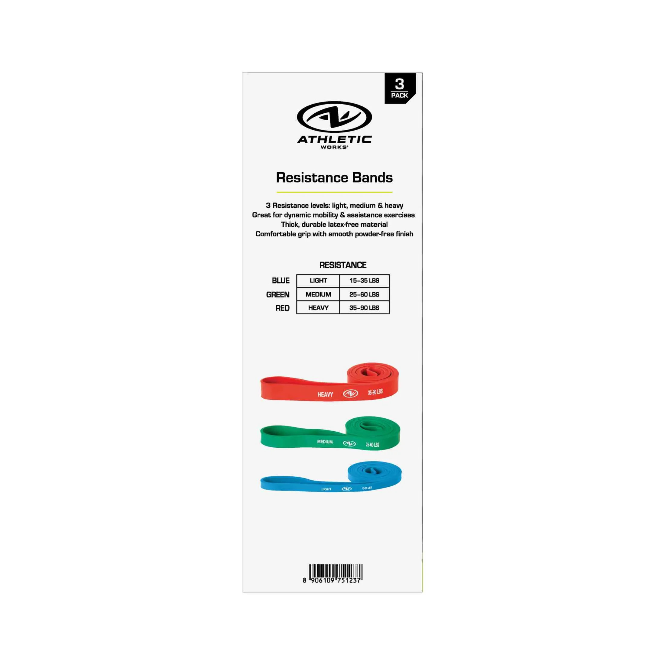 Classic Home Gym with Anti-Slip, Medium, Resistance Bands - Latex Free Rubber Red Model CE4DFB