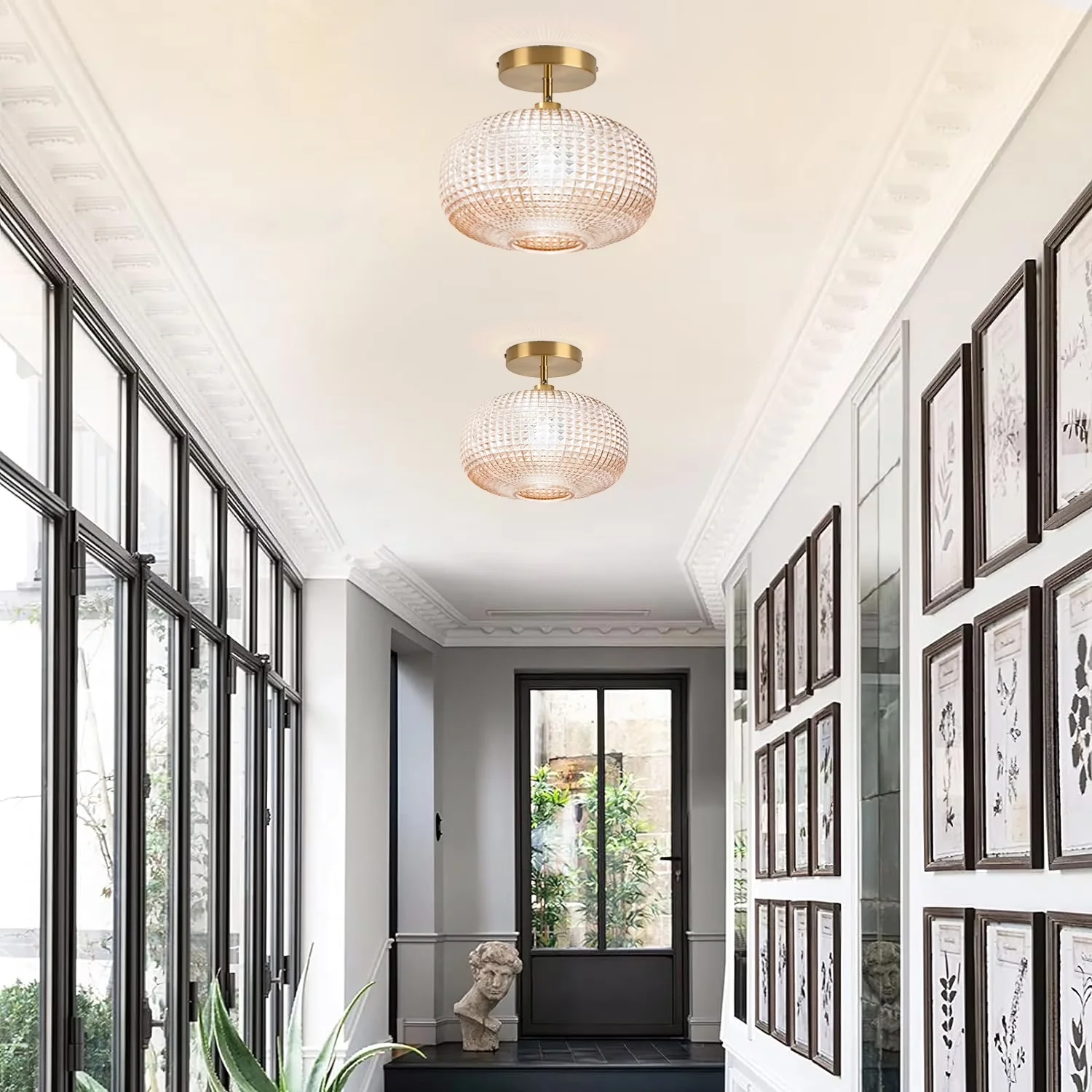 Stylish Ceiling Lights Fixture with Incandescent, Energy Efficient, Modern - Metal Gold for Bedroom, Bathroom Model 0E4C45