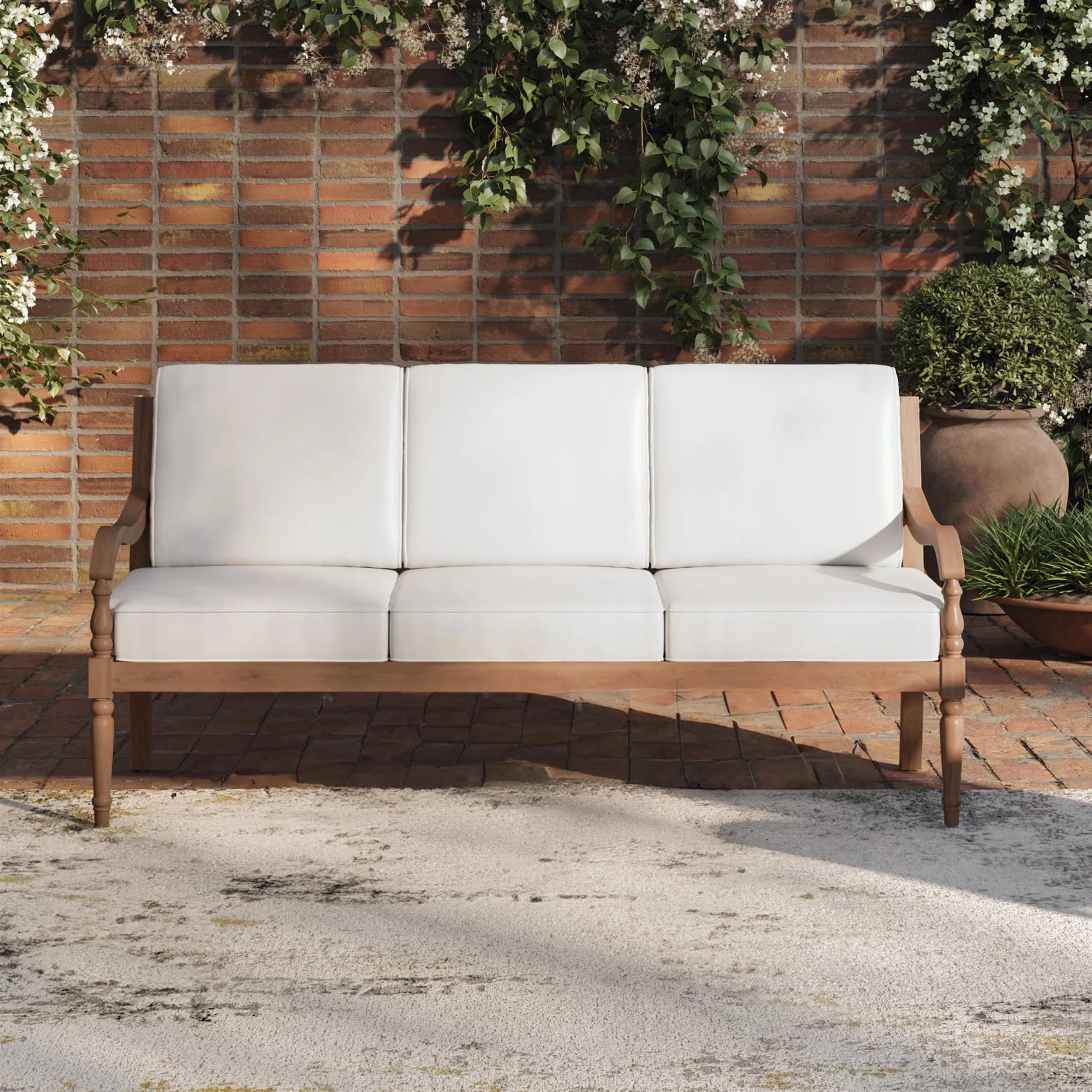 Efficient Outdoor Sofas Sectional with Water-Resistant, Weather-Resistant, Traditional - Off-White Wood Model A727A5