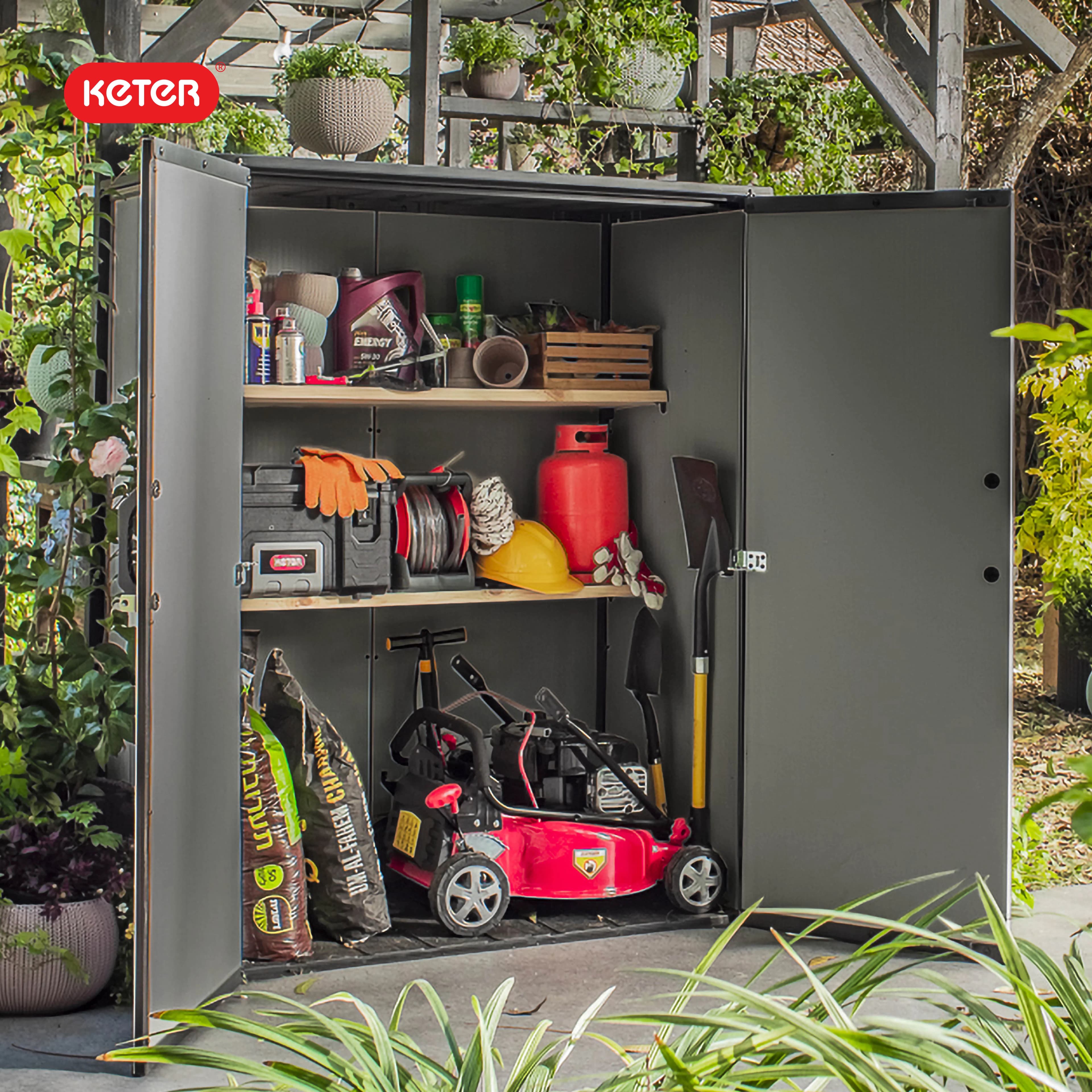 Essential Shed with Uv Resistant, Grey - Black Resin Premier for General Purpose Model 032EC2