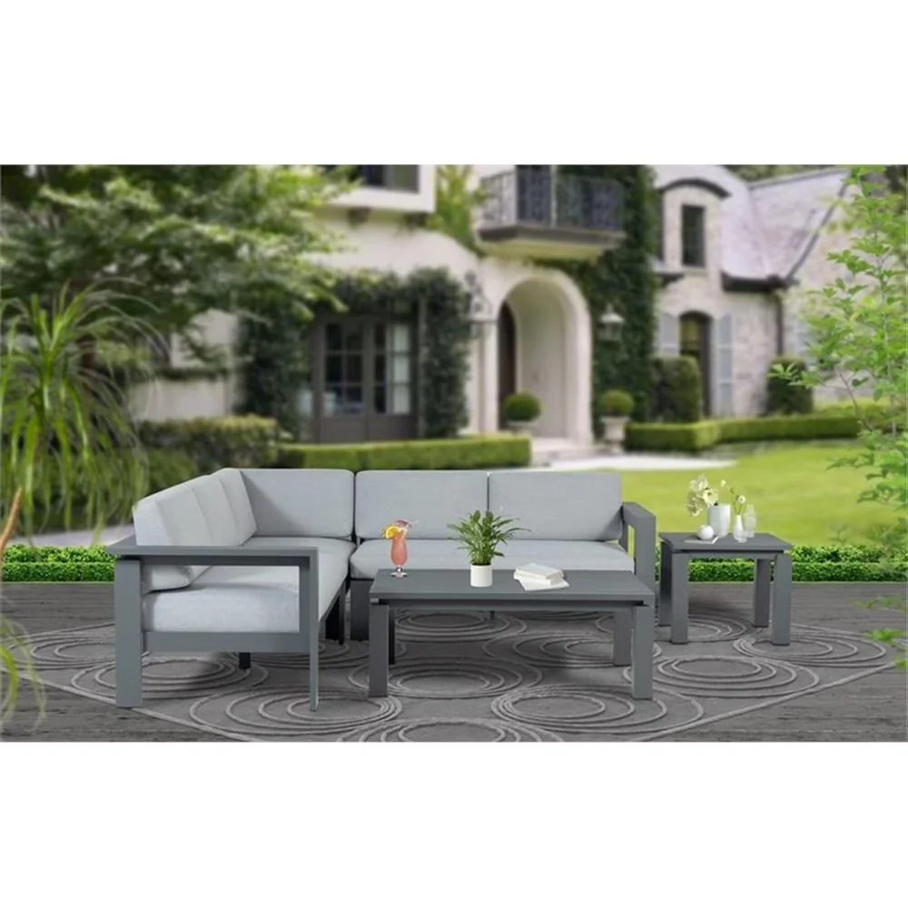 Versatile Outdoor Sofas Sectional with Weather-Resistant, Modern - Aluminum Gray Model A54553