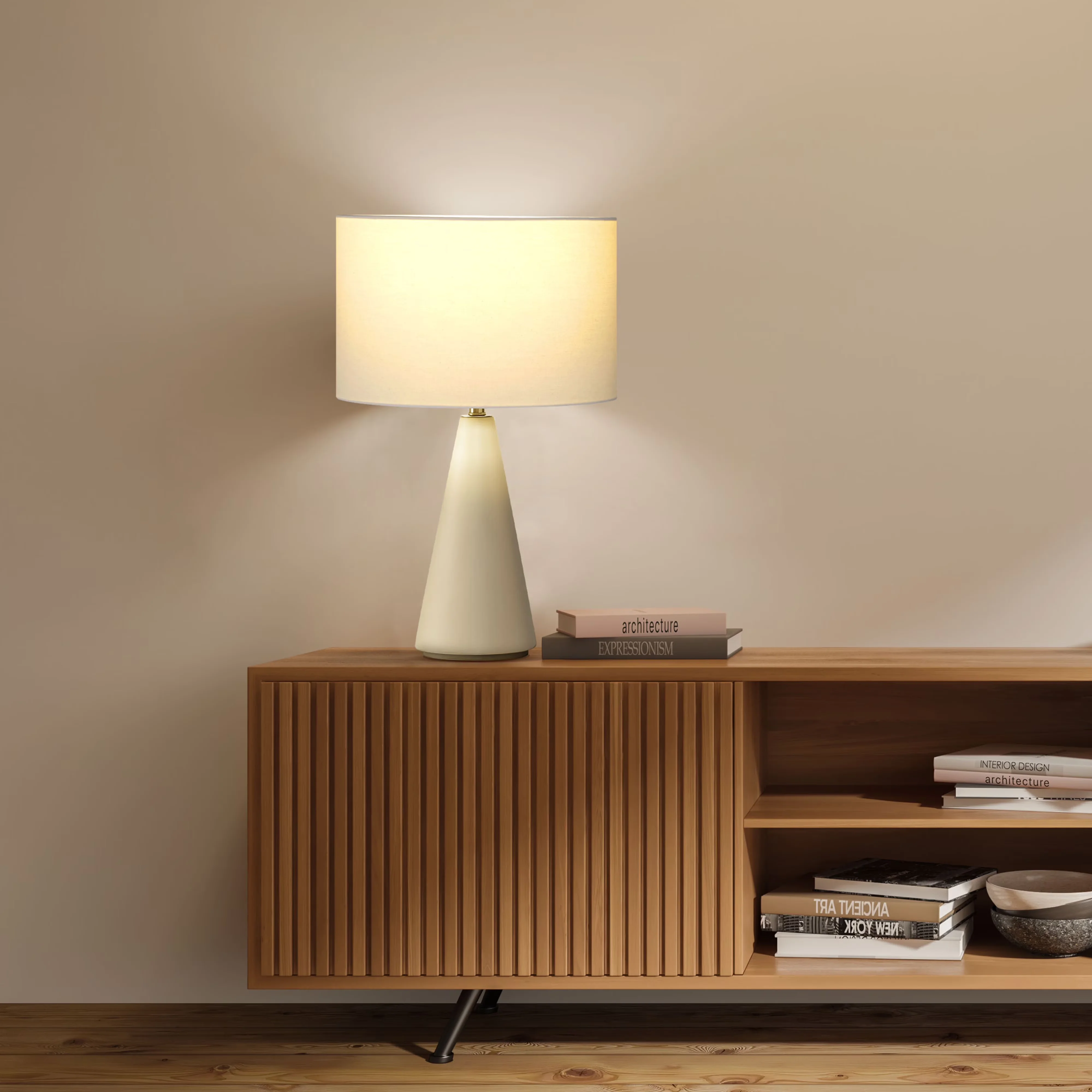 Modern Desk Lamp with LED, Energy Efficient, Nathaniel 20" Cement LED Table - Cement Beige Model AD7A75
