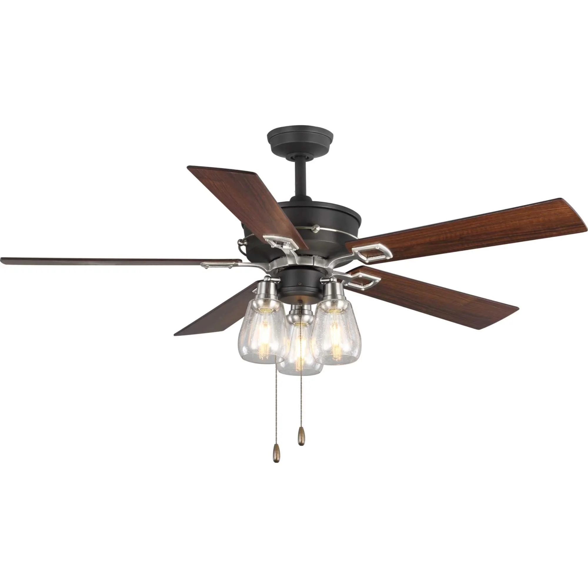 Versatile Ceiling Fan with Incandescent, Remote Controlled - Clear Seededglass Beige Model 5423E6