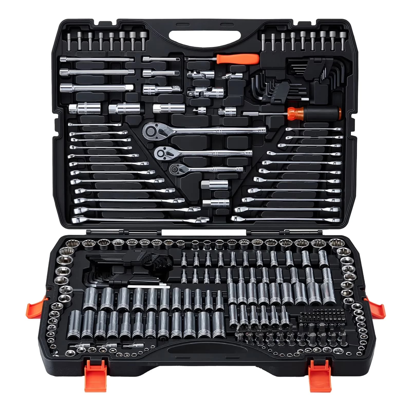 Compact Hand Tool Set with Long-Lasting, Includes 1/4 in - Black Crv+Pe Model DB268B