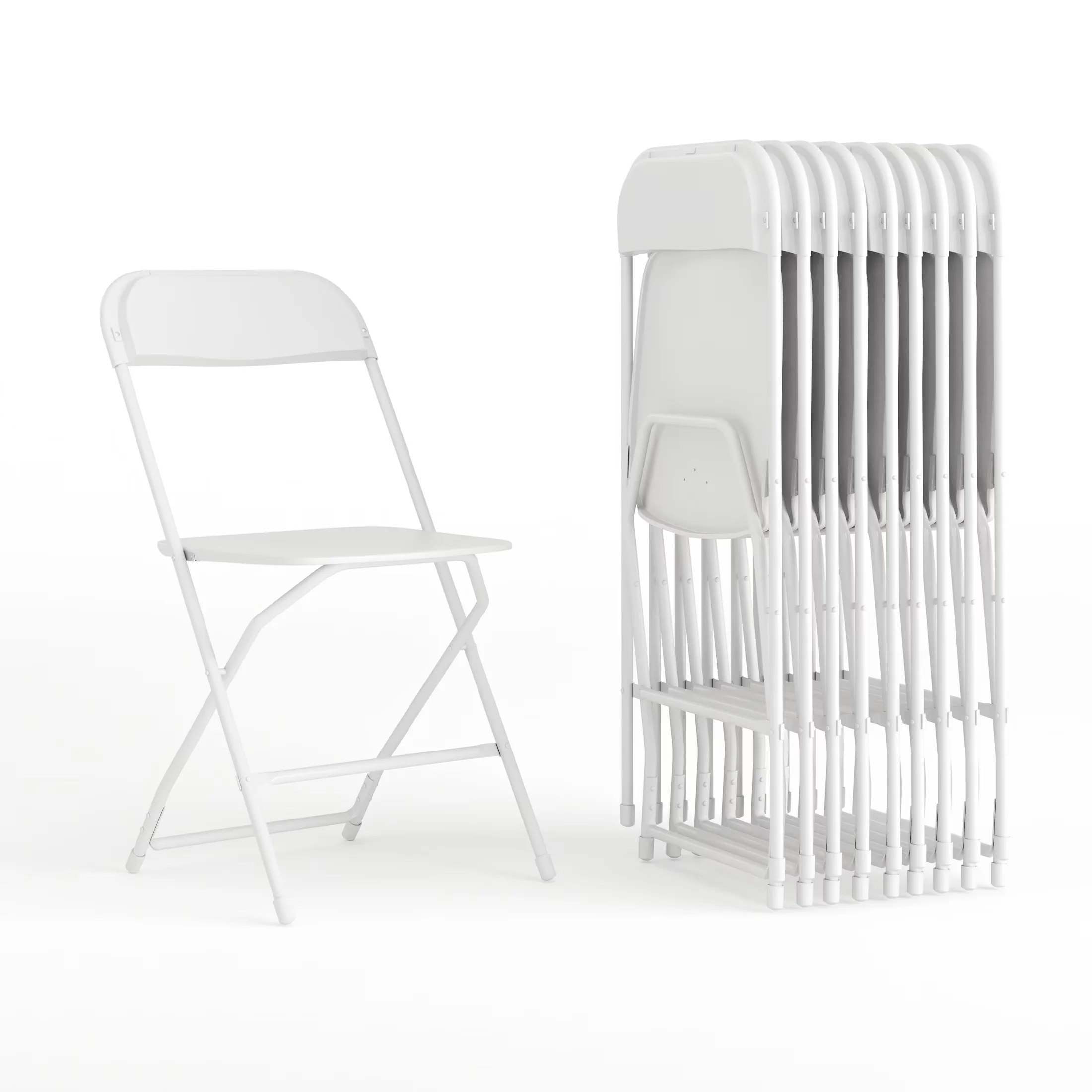 Professional Patio Chair with Storage, Hercules Series Plastic Folding White, Textured Seat for secure seating - White Model E4F5D6