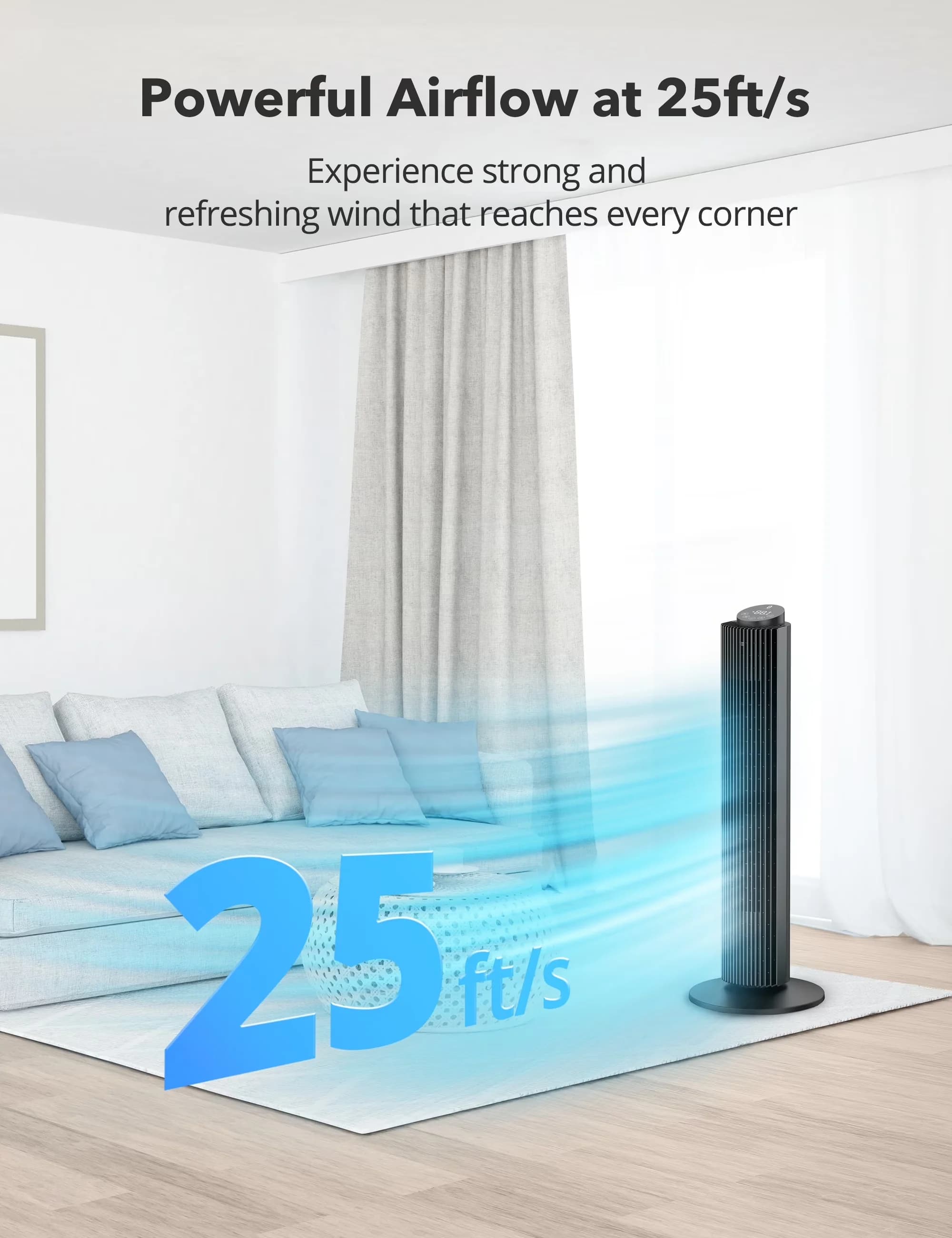 Efficient Fans In Cooling with Oscillating, Remote Controlled, Height Adjustable for Bedroom, Home - Model D568F9