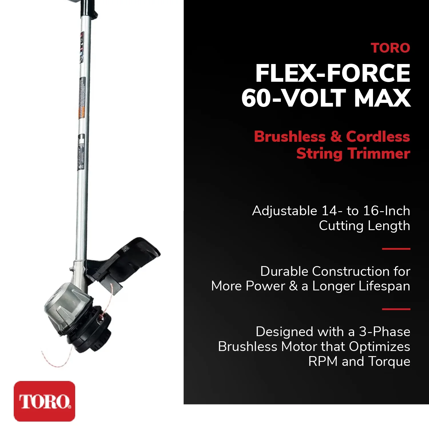 String Trimmer Versatile with Battery, 60V - Red - Professional Series Model 664CD9