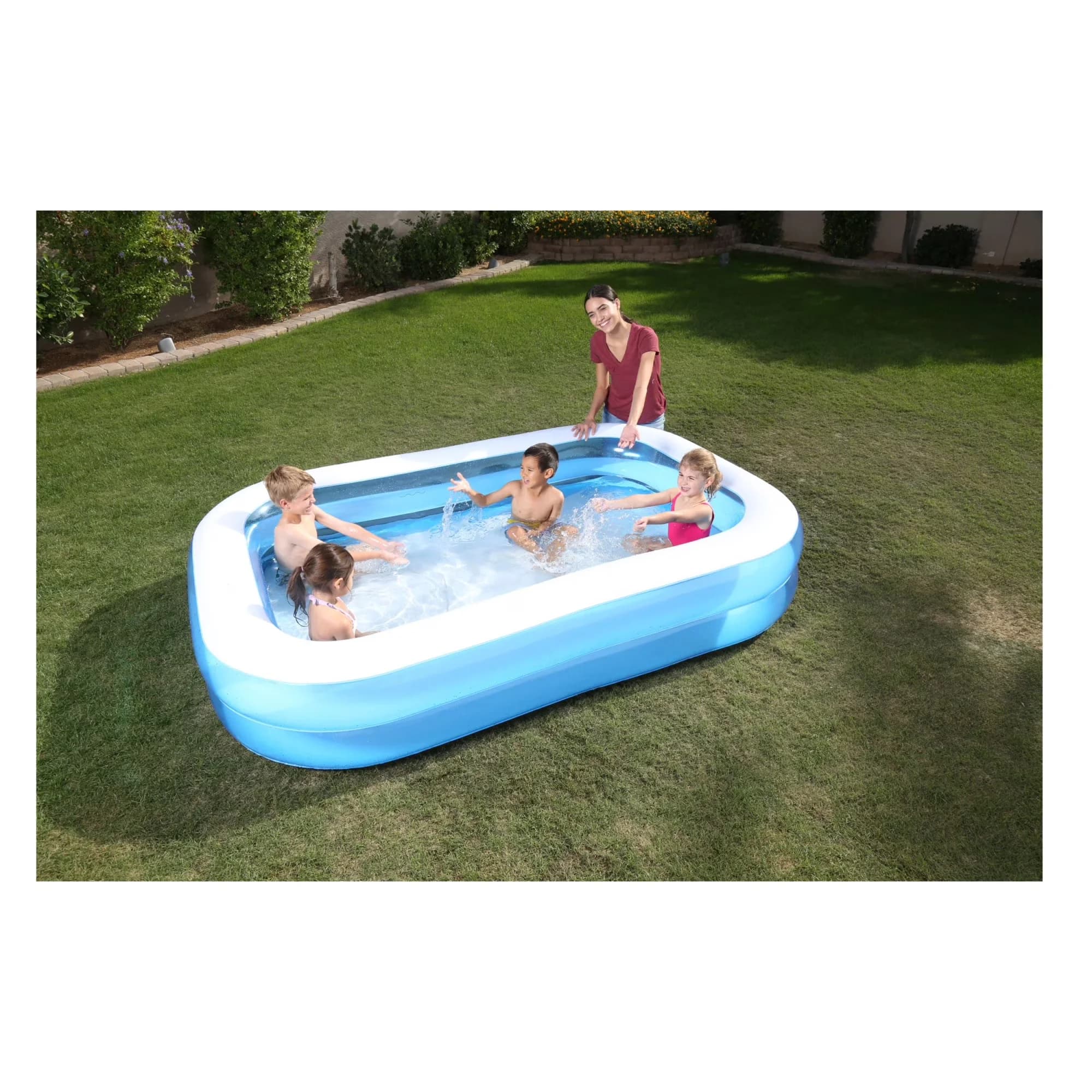 Durable Inflatable Pool with Extra-wide Sidewalls with 2 equal rings., Children 6+ years - Blue Model 253475