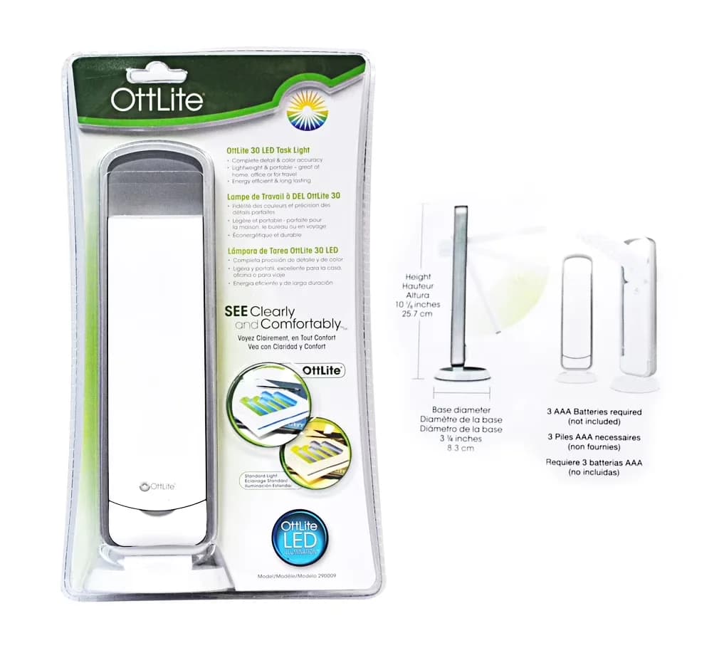 Efficient Desk Lamp with LED, Battery, Adjustable Head - White Abs Plastic Model 9E6E35