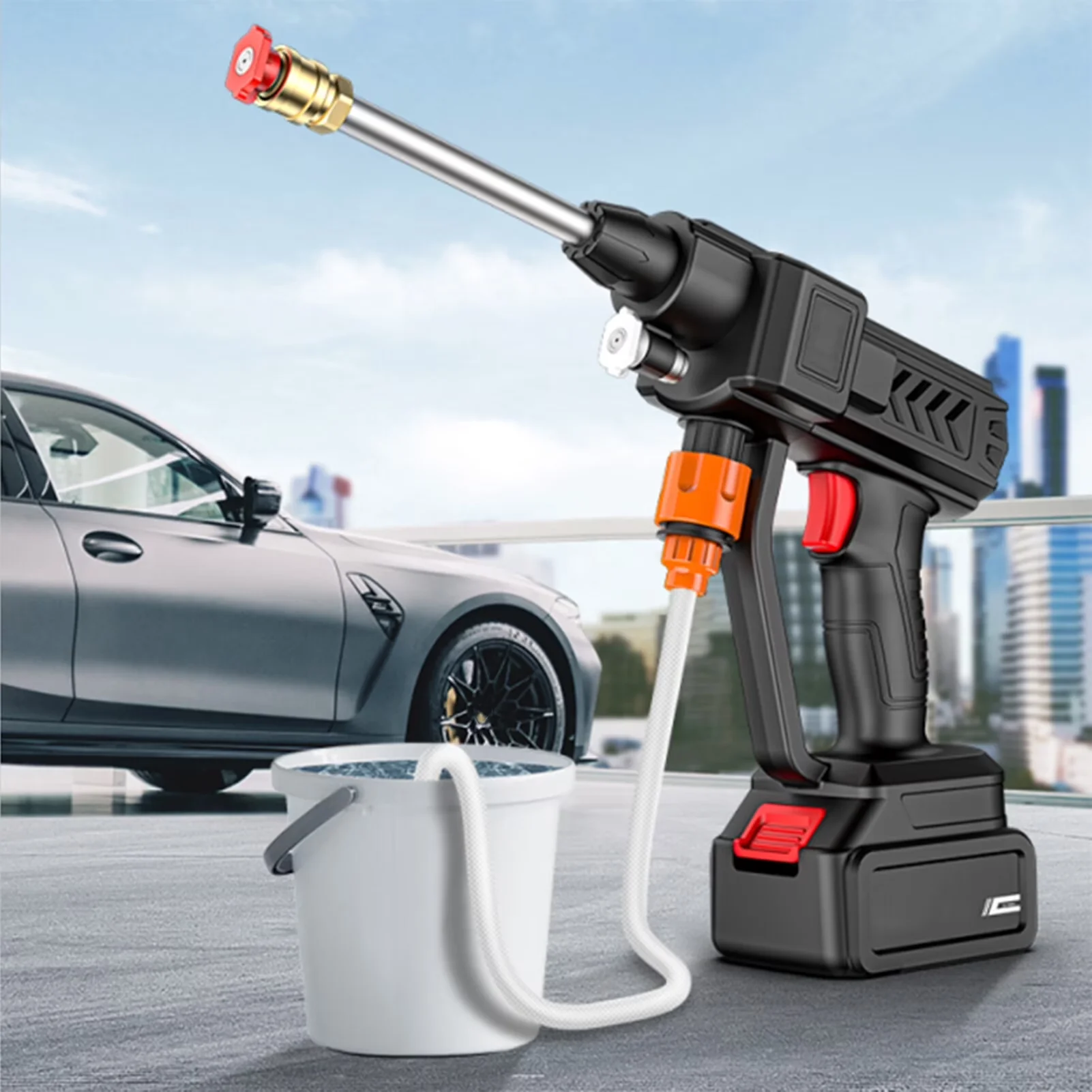 Essential Pressure Washer with Battery, 300W, 30Bar 300W High Power Machine - Model 968C65