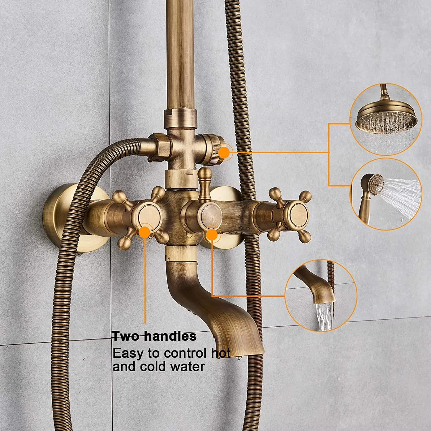 Durable Bathroom Renovation with Adjustable, Handheld - Gold Brass, Stainless Steel Model E3AB4D