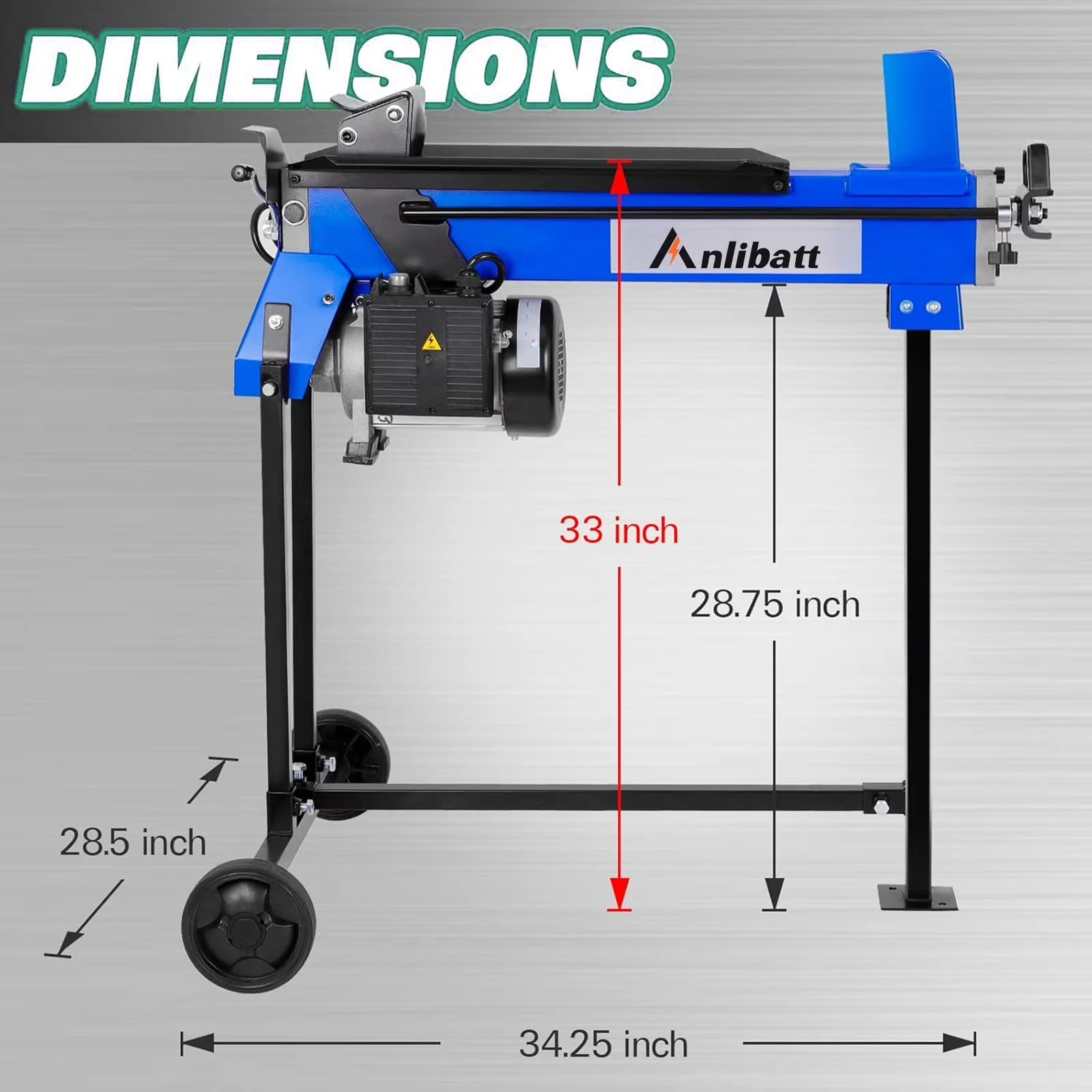 Logsplitter Modern with Wheeled, Stand, 6.5 Ton 15-Amp Motor - Industrial Grade Model 09F356
