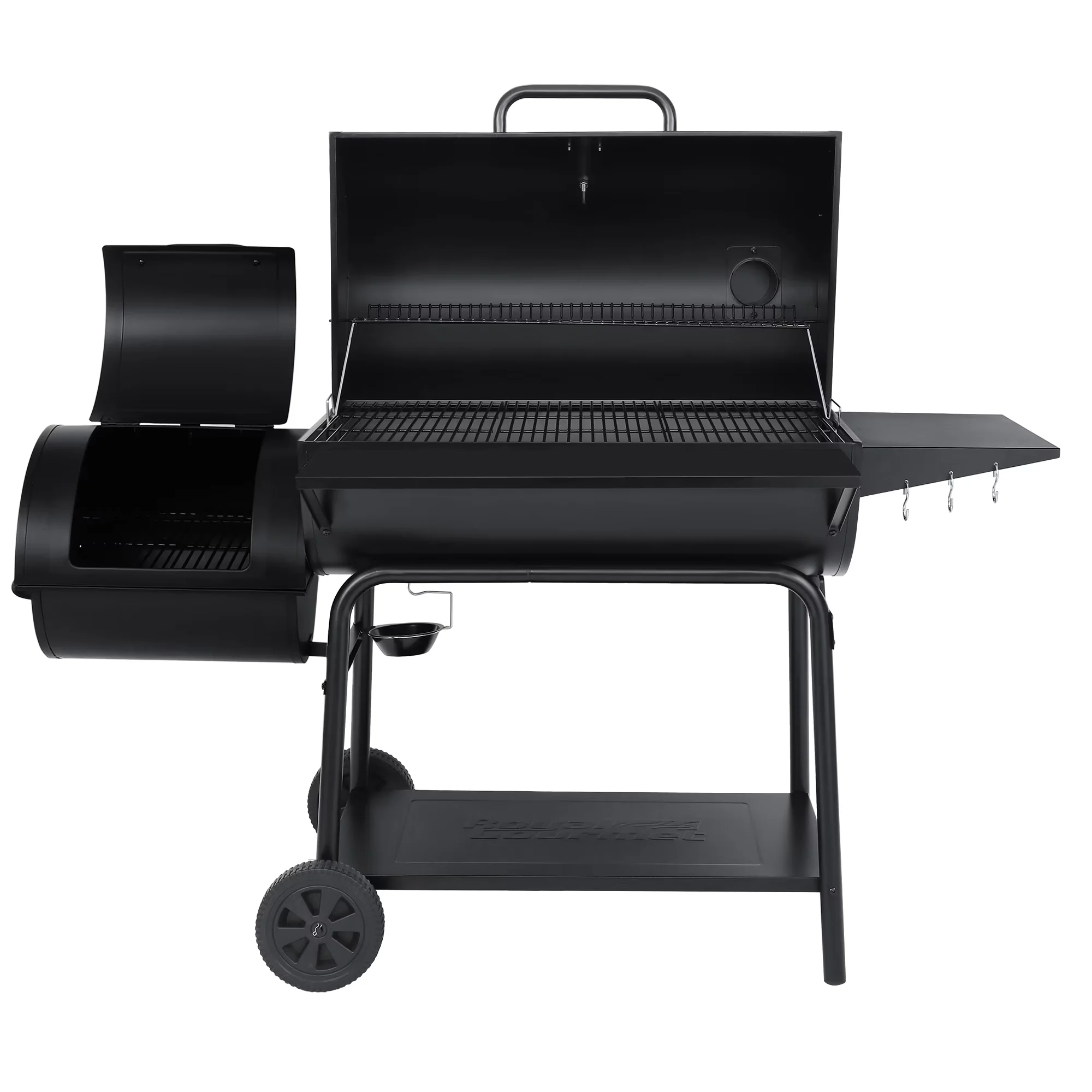 Stylish Charcoal Grill with Adjustable Charcoal Tray, Thermometer - Porcelain Enamel, Steel Model 879845
