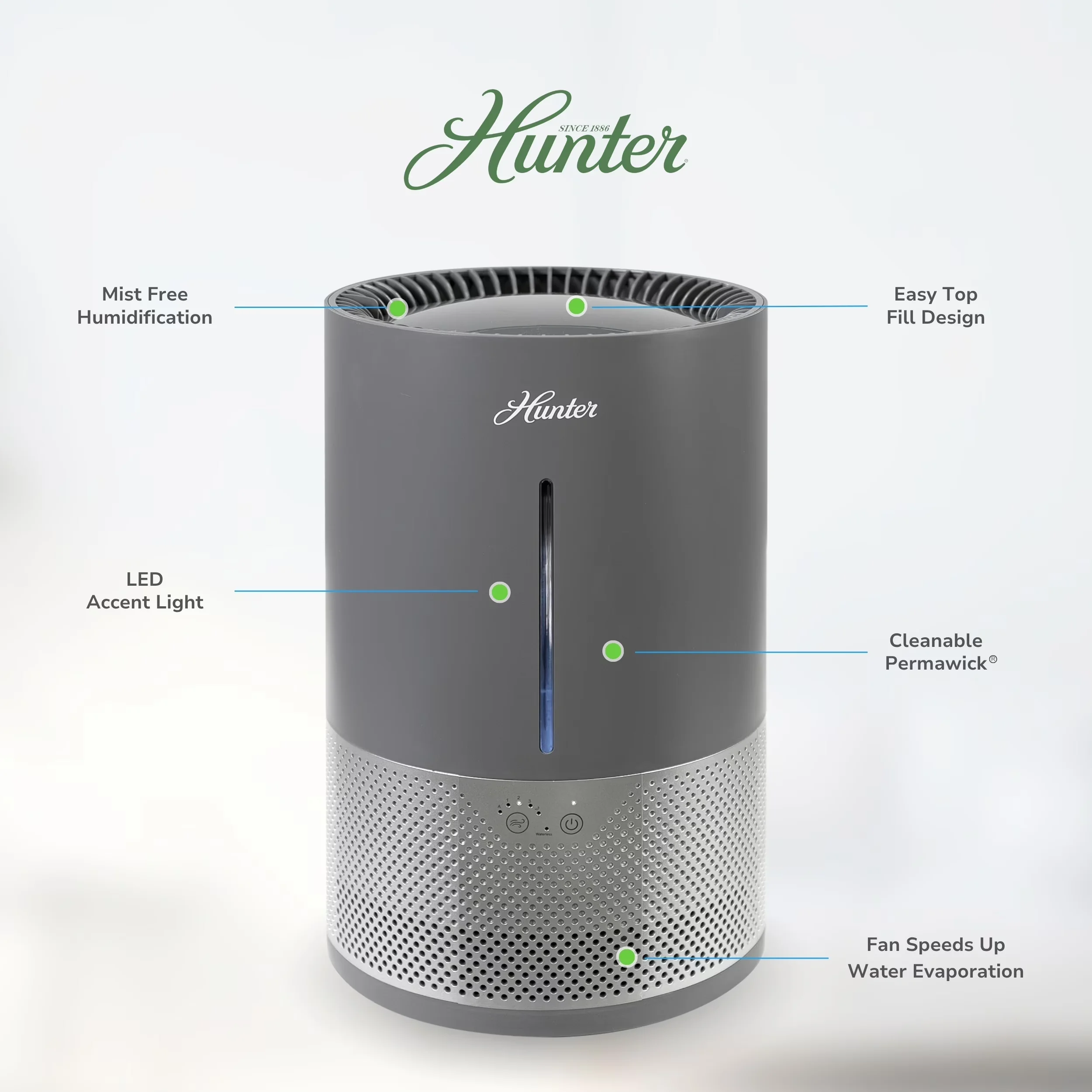 Reliable Humidifier with Automatic Moisture Control, Graphite - Graphite Model 344FFB