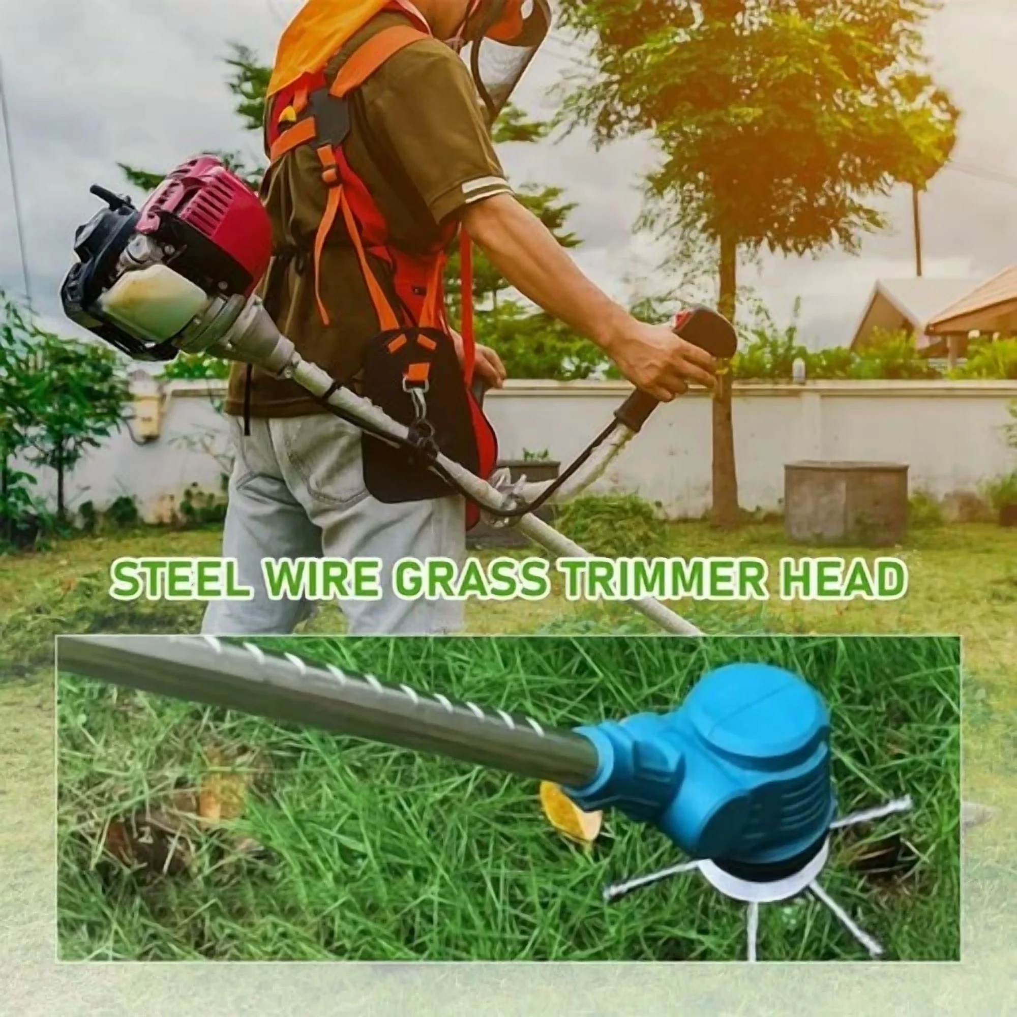 Premium Replacement Parts Accessory with Ideal, Lithium-Ion 3-Blade Grass Head for Garden - Model DAB80A