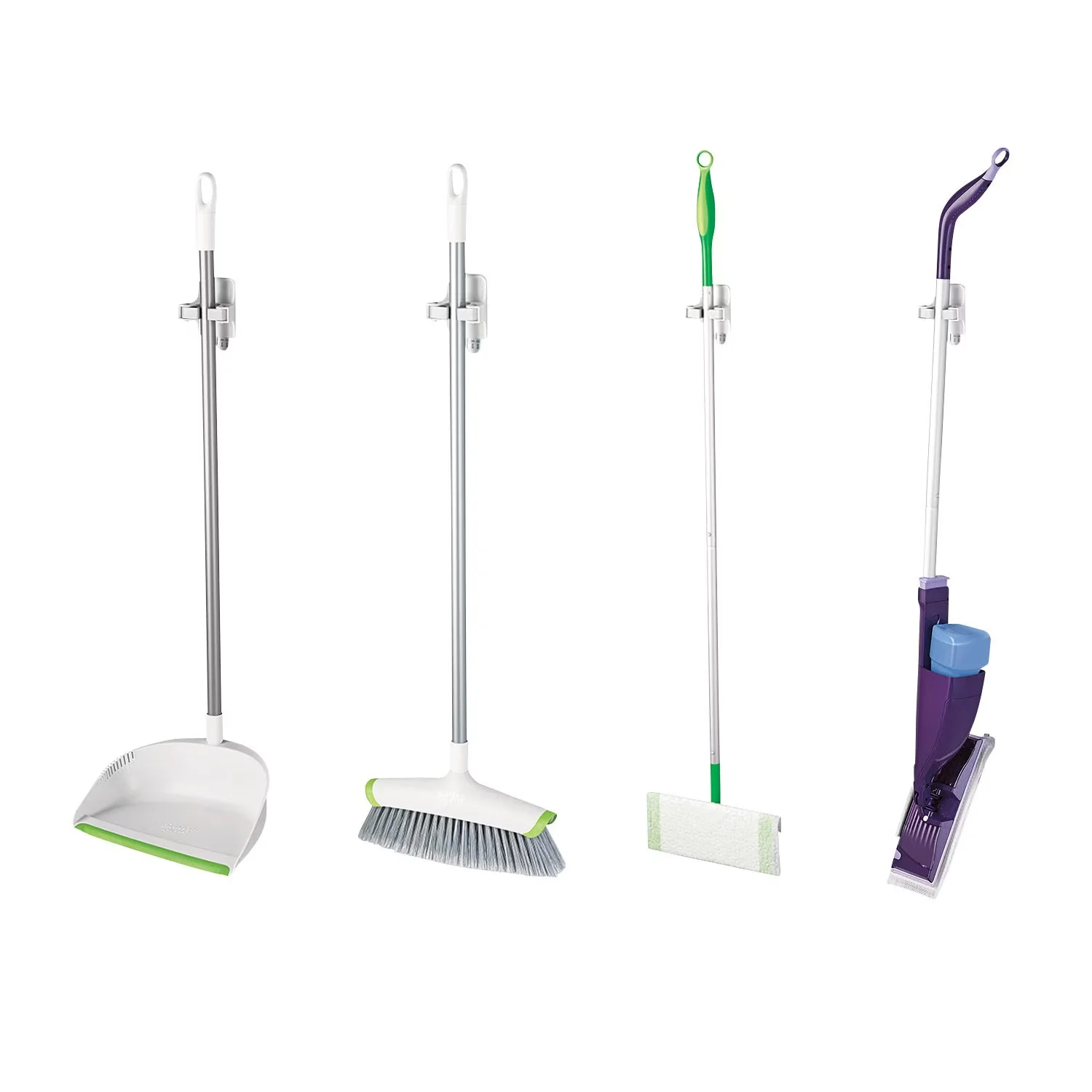 Damage-Free Hanging Reliable with Easy Installation, 4 ct, Great for broom and mop storage - Gray Model AA5E5C
