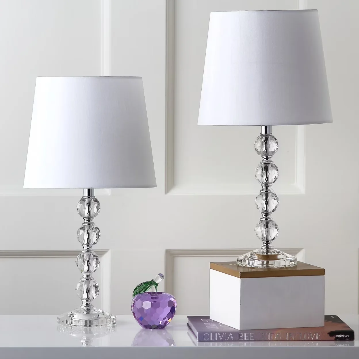 Quality Lamp Set with Glam, of 2, Nola 16 in. H Stacked Crystal Ball Table - Crystal Clear Model 4B6984