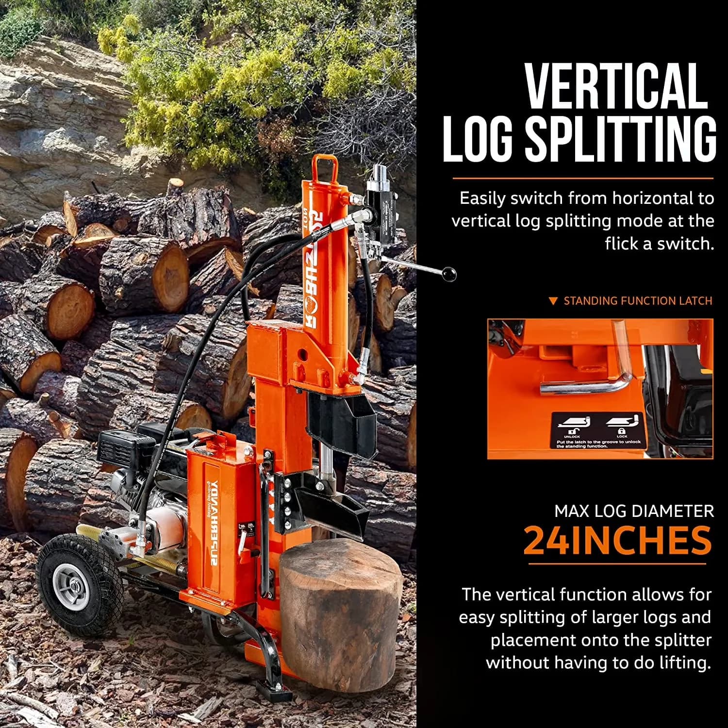 Stylish Logsplitter with Wheeled, Assembled weight is 226 lbs., Gas-Powered Log Splitter - Multicolor Model D2EBB1
