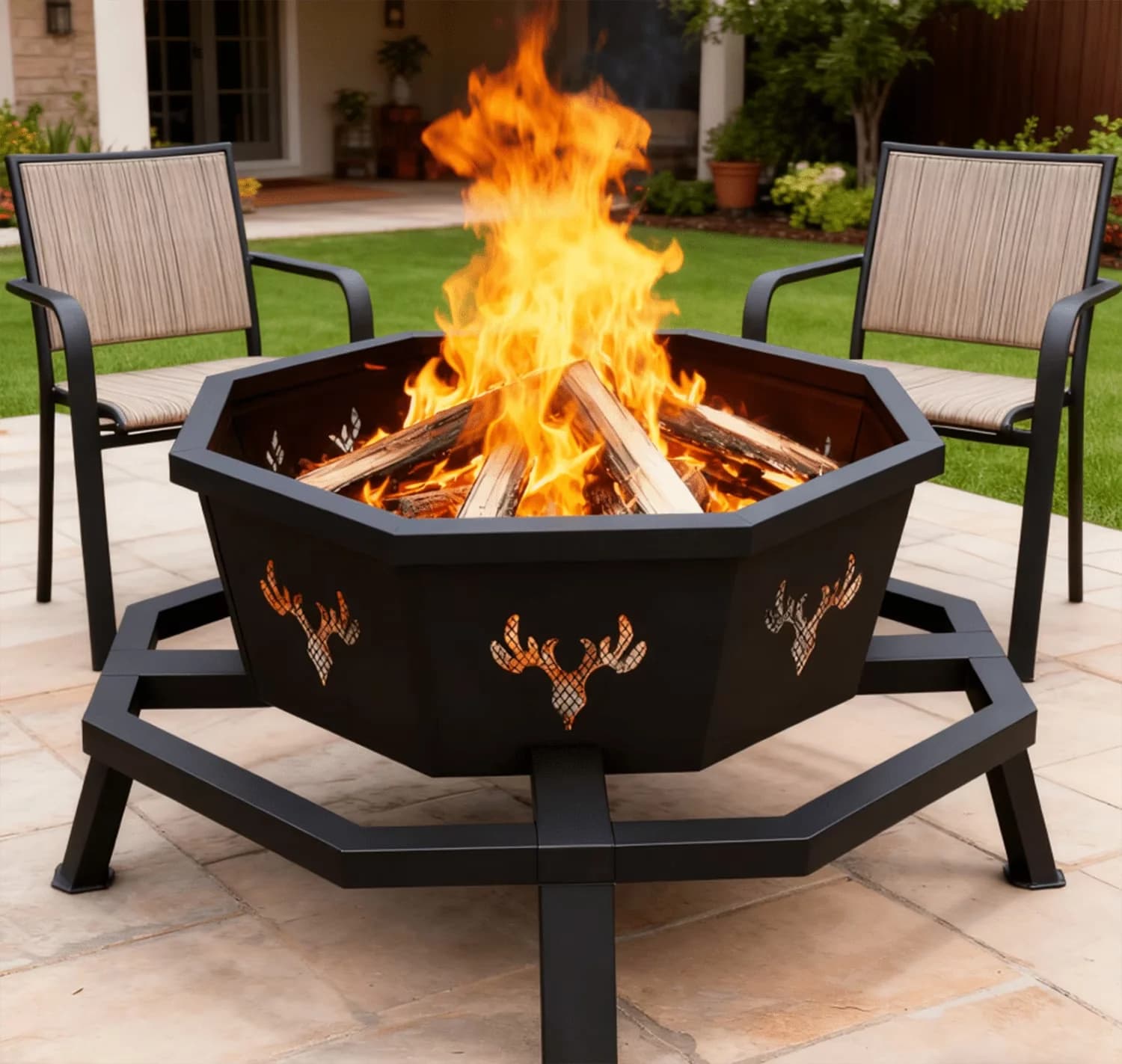 Classic Outdoor Heating with Portable, 35 inch Fire Pit - Iron Black - Ergonomic Design Model 6A9C31