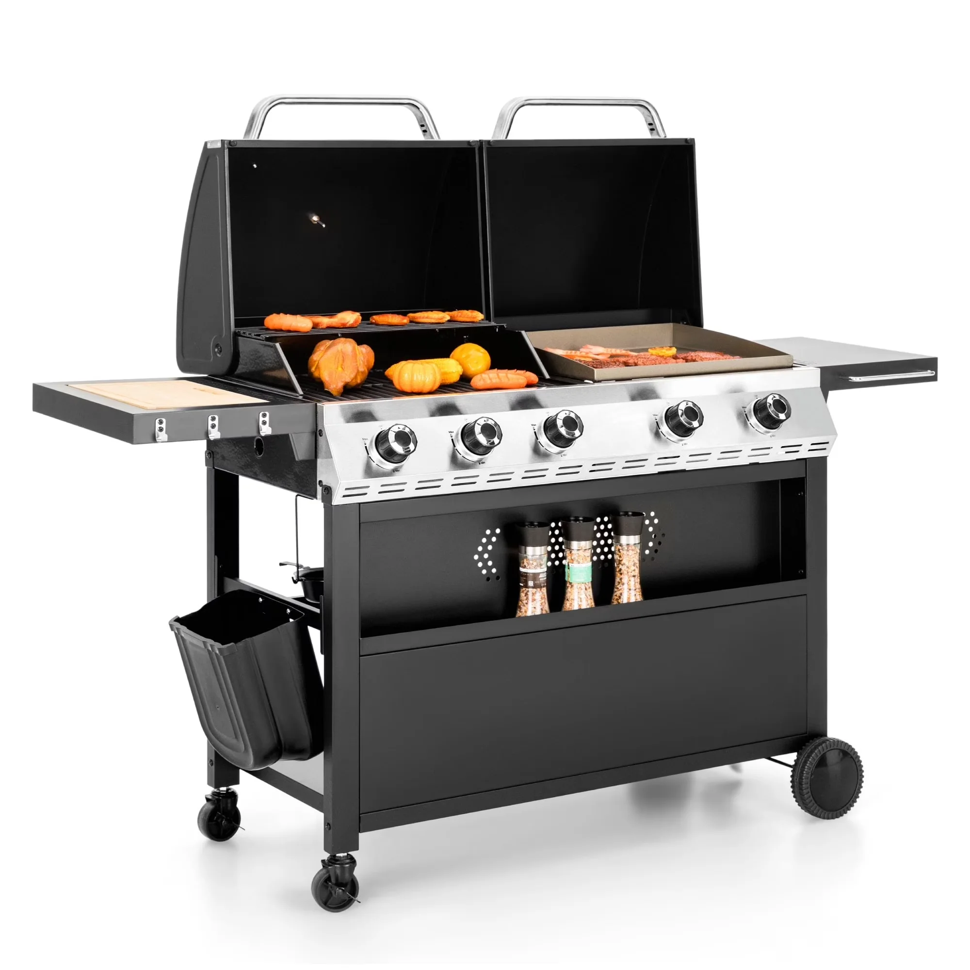 Gas Grill Classic with 54000 BTU, 2 Pcs durable enamel cast iron grates, Lids Total 54000 BTU - Enamel Cast Iron Black Model 7E831A