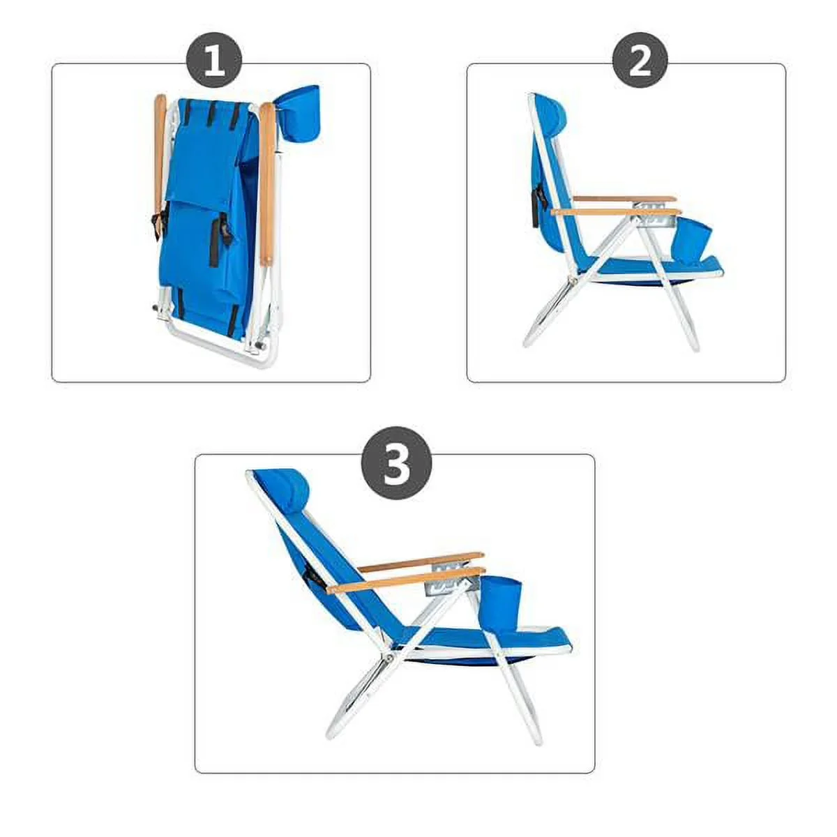 Versatile Beach Chair with Folding, Adjustable - Blue for Camping, Travel Model BE5C9E