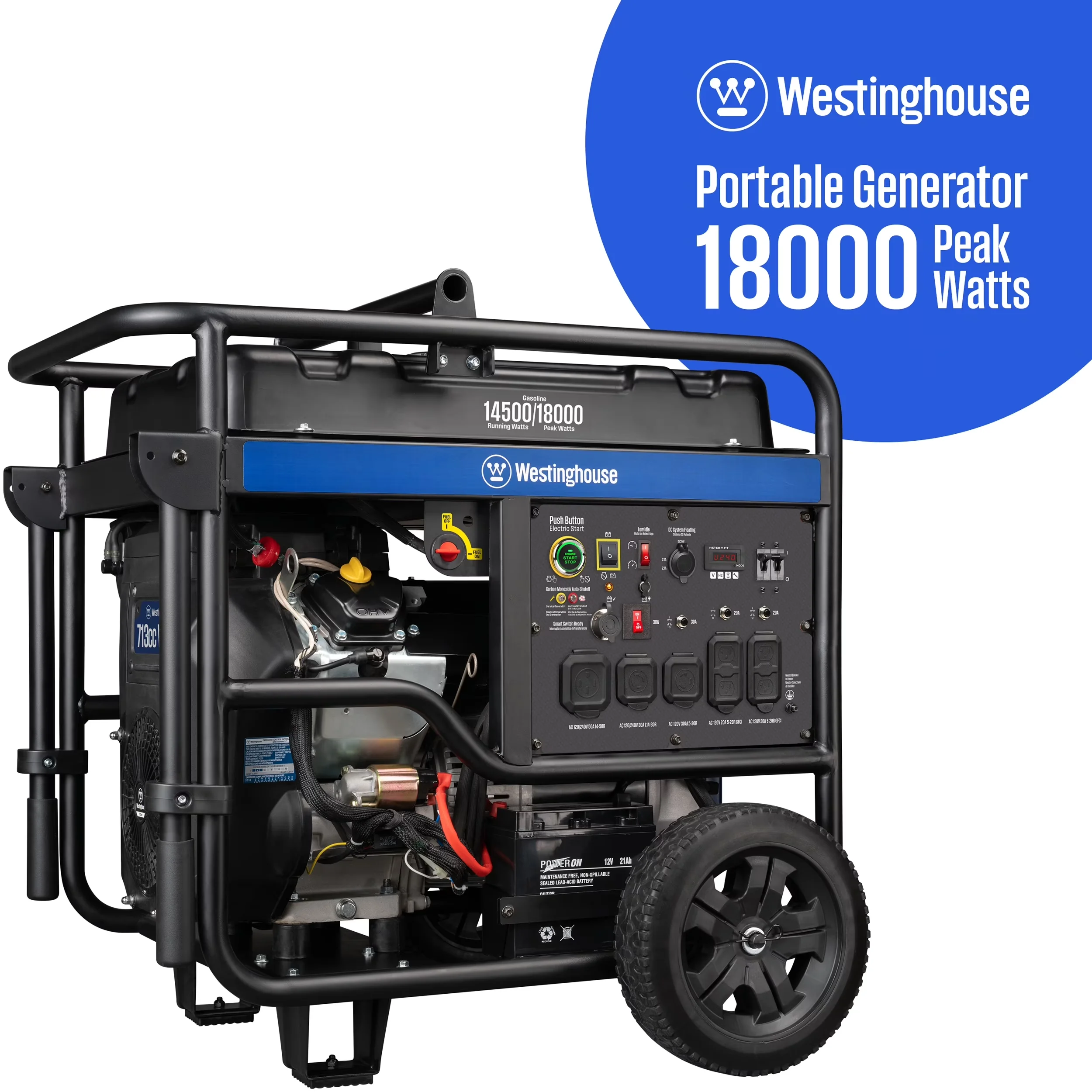 Generator Durable with Electric Start & CO Sensor, 18000 Peak Watt Home Backup Portable Gas - Model 7233D5