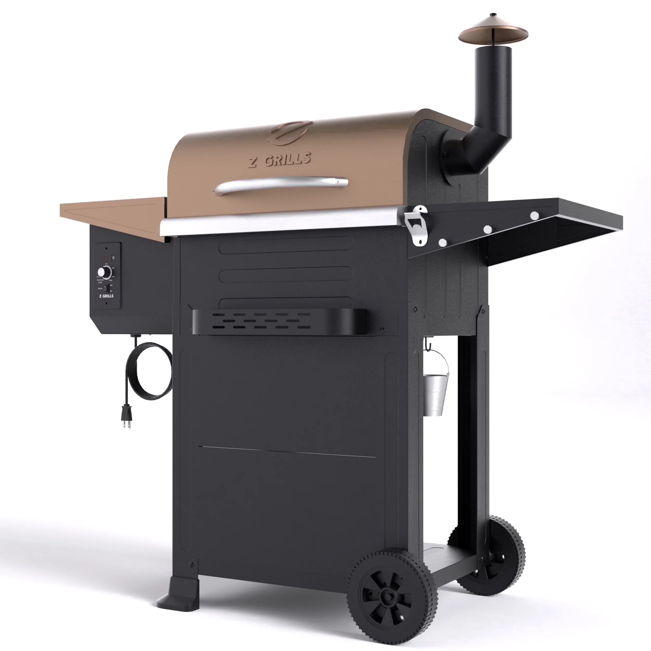 Sleek Smoker with Digital Temperature Control, Storage Rack - Bronze Steel for Outdoor Model 864B4D