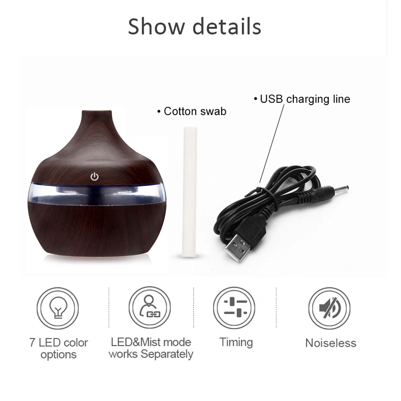 Reliable Humidifier with LED, Night Light - Brown Plastic Aroma - Ergonomic Design Model 265907