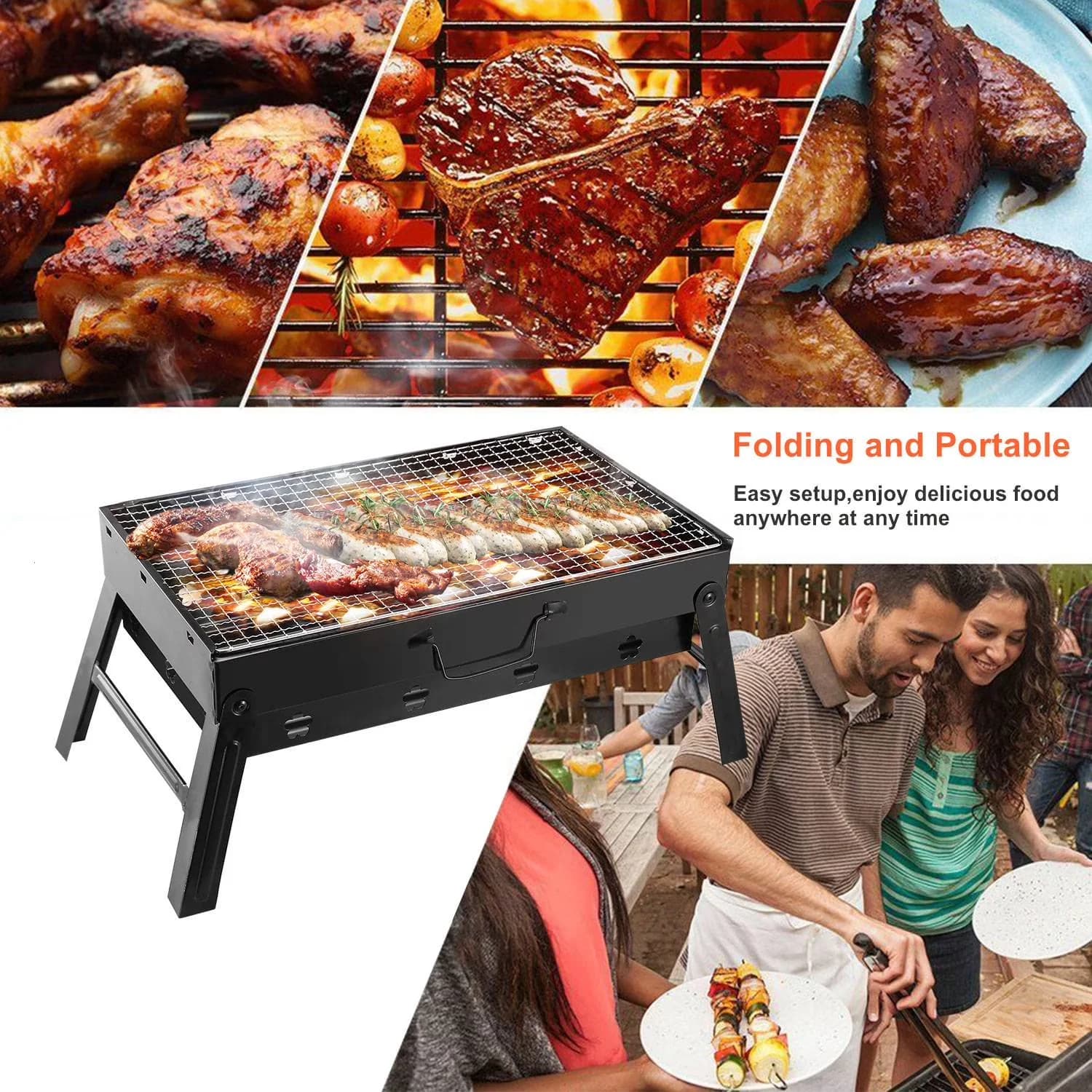 Stylish Flat Top Grill with Warming Rack, Bluetooth Enabled - Black Metal for Outdoor, Small Model 903555