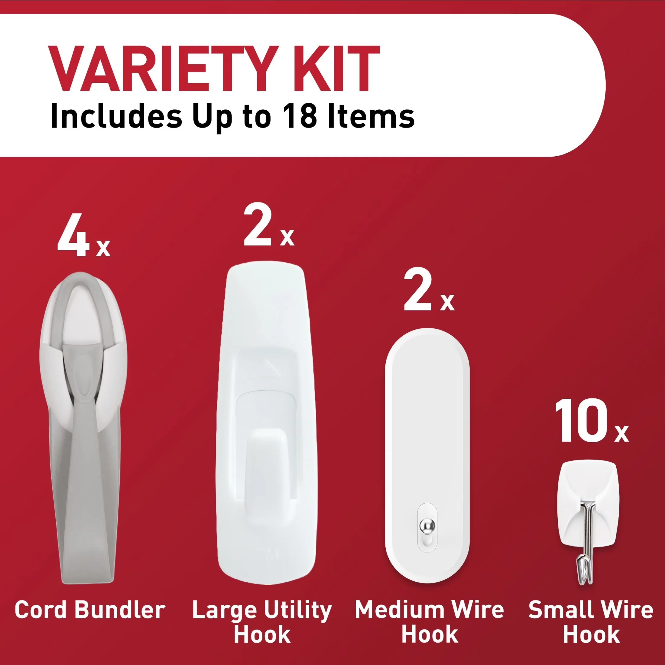 Durable Damage-Free Hanging with Wall-Mountable, Easy Installation, Hangs up to 18 Items - Plastic White Model 888402