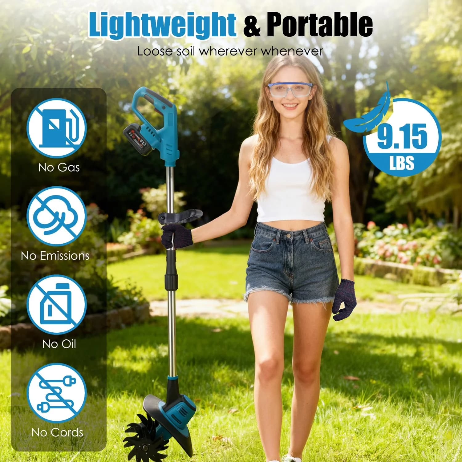 Essential Trillers Cultivator with Battery, 800W, 21V - Easy to Use Model C025C6