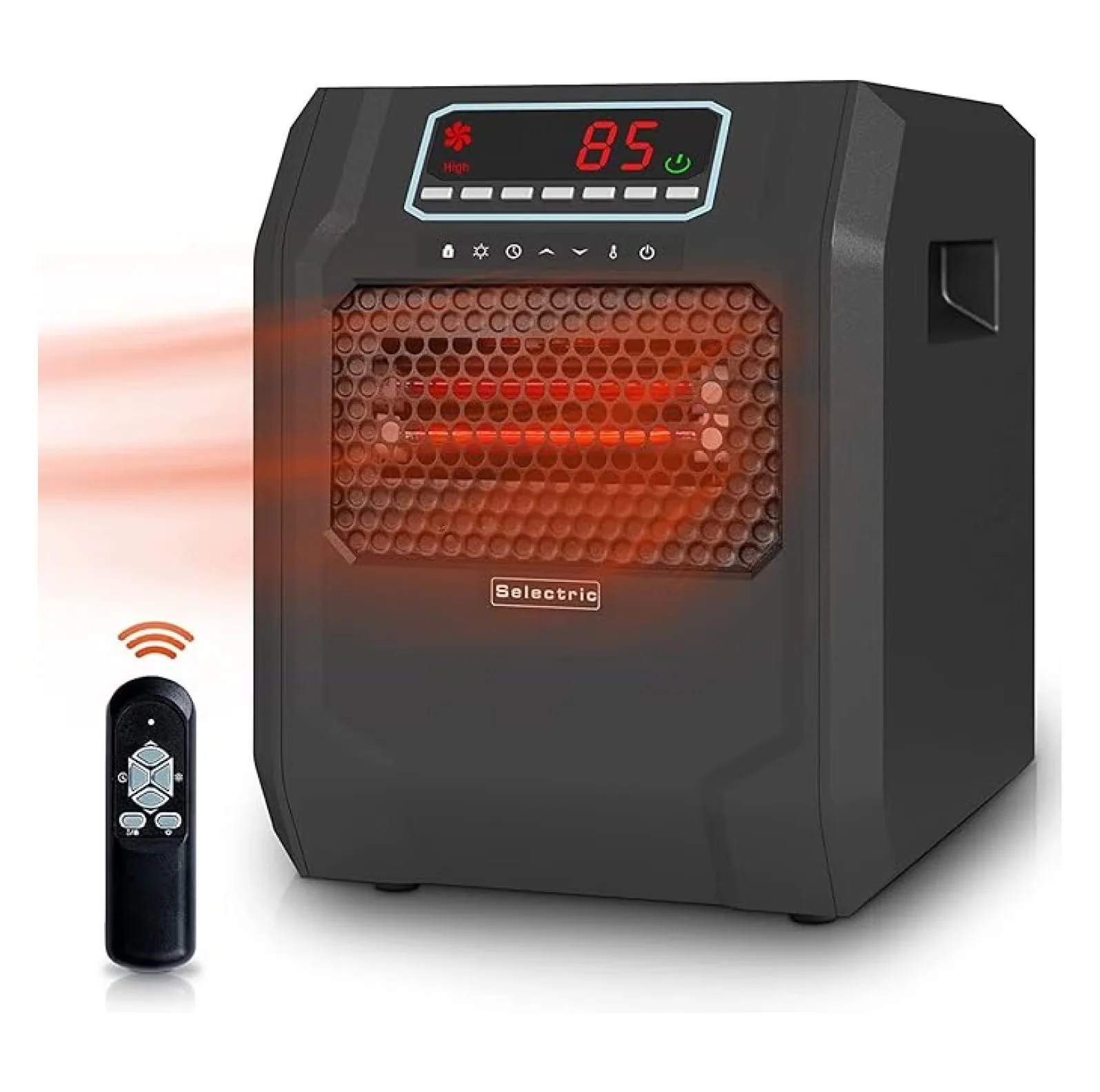 Classic Portable And Electric Space Heater with LED, Freestanding - Black Model 3652D6