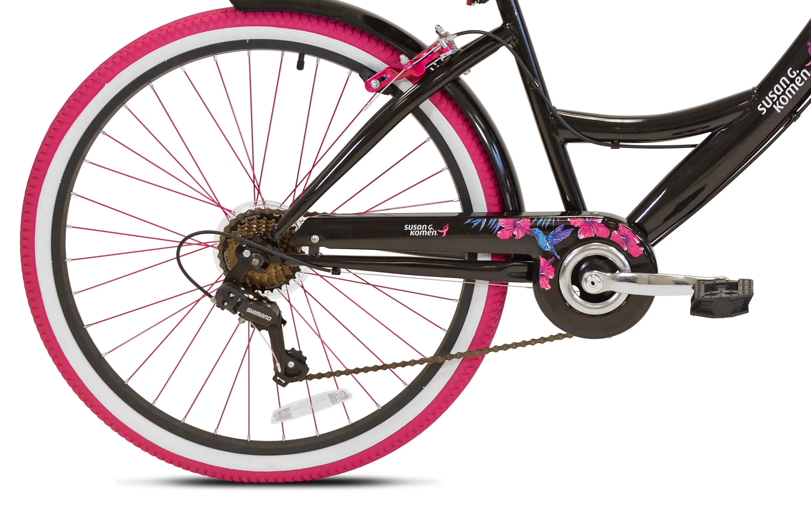 Durable Cruiser Bike with Adjustable Seat Height, Comfy patterned cruiser suspension seat - Black Model E91368