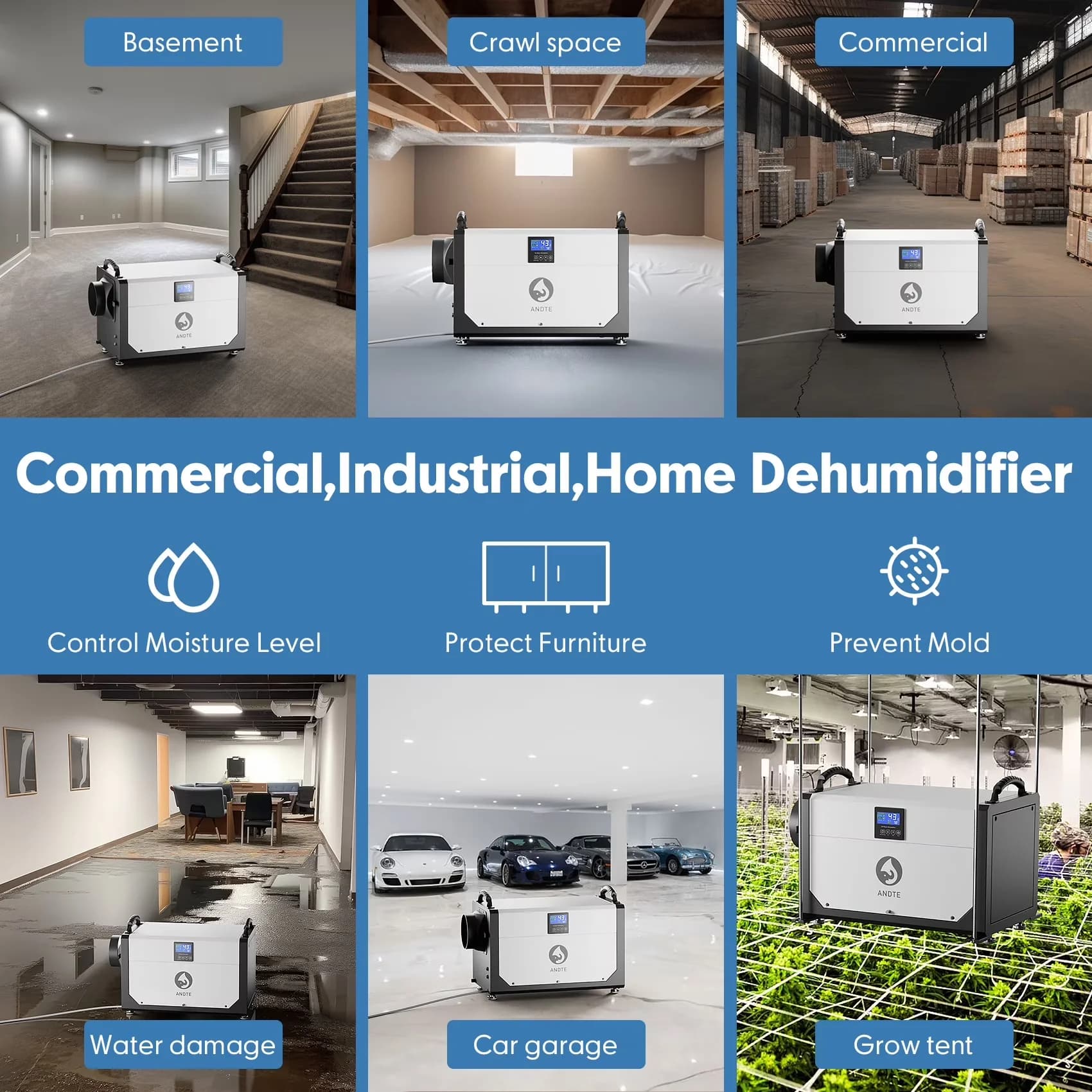 Dehumidifier Premium with Automatic Defrost Control, Adjustable Humidistat, Remote Control - Gray Model 809A0A