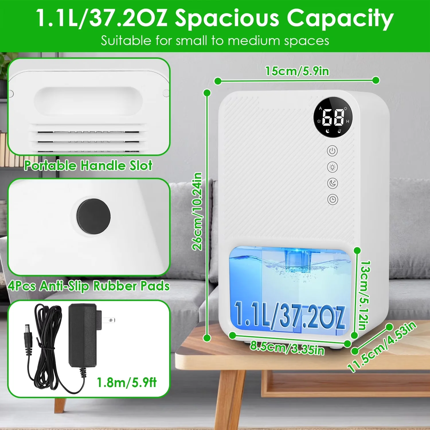 Premium Dehumidifier with Automatic Shut-Off - White Home - Quality Construction Model DE1639